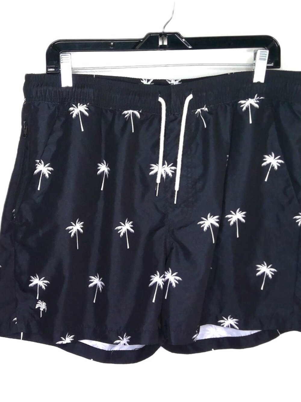 OAS Men's Swim Trunks Tropical Shorts Black & White Palm Trees Mesh Liner  XXL